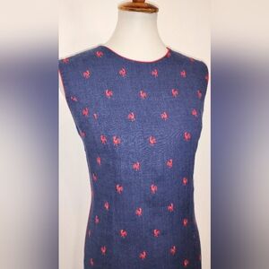 VINTAGE LINEN RED ROOSTER DRESS